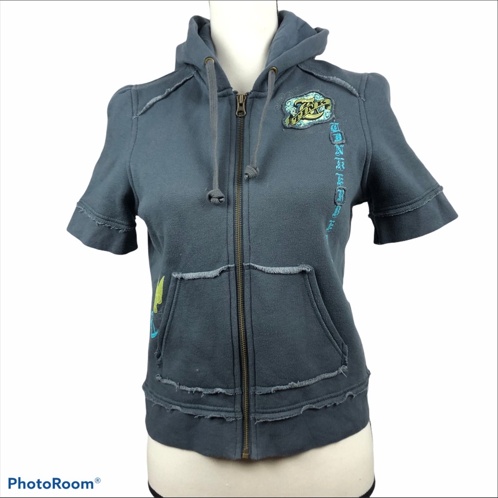 Disney Tinkerbell short sleeve grey zip hoodie